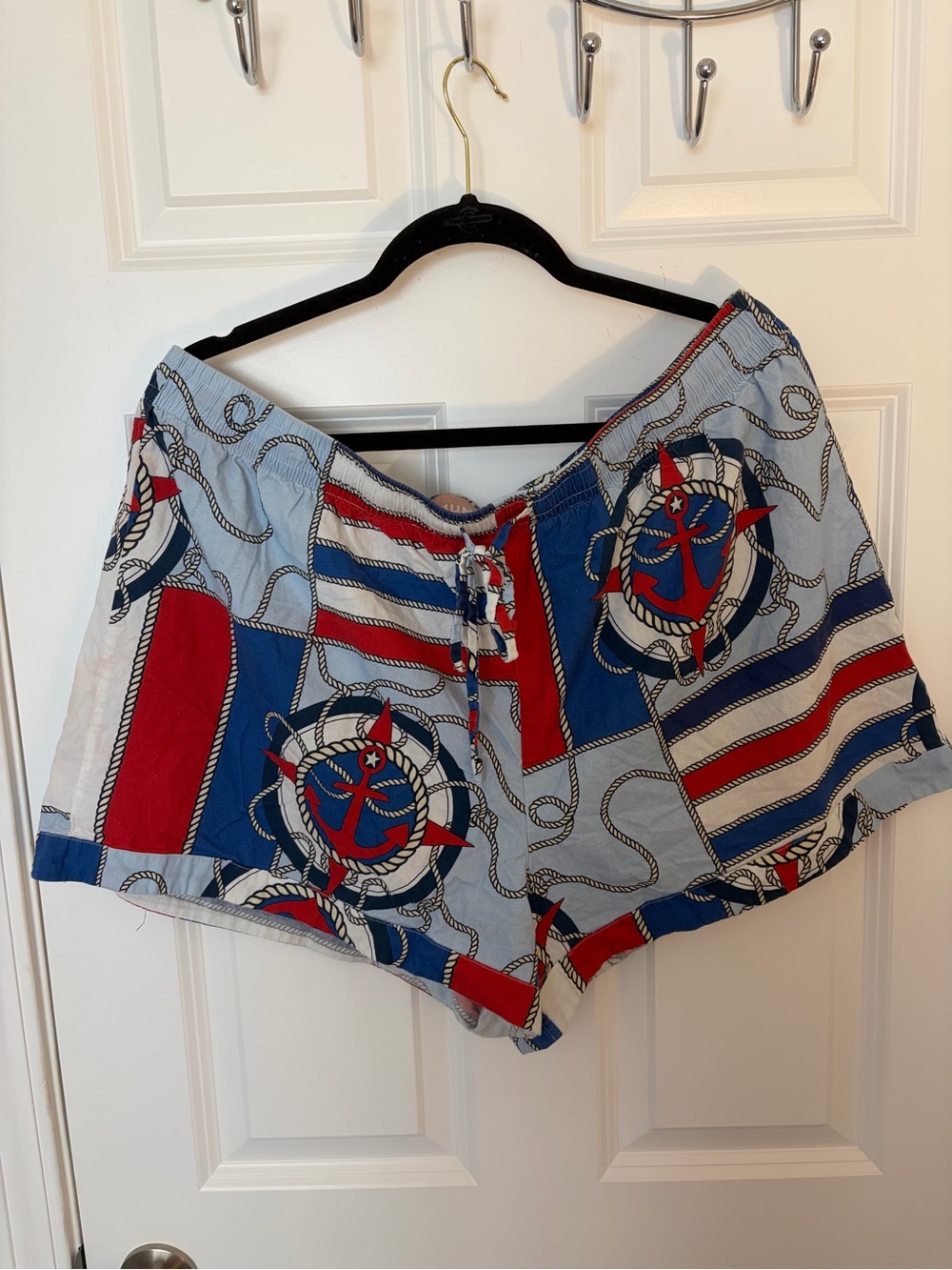 Show Me Your MuMu Nautical Anchor Patchwork Shorts in Red, Blue & White XXL